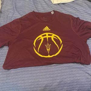 Adidas Maroon and Yellow Short Sleeve Tee Arizona State Basketball asu